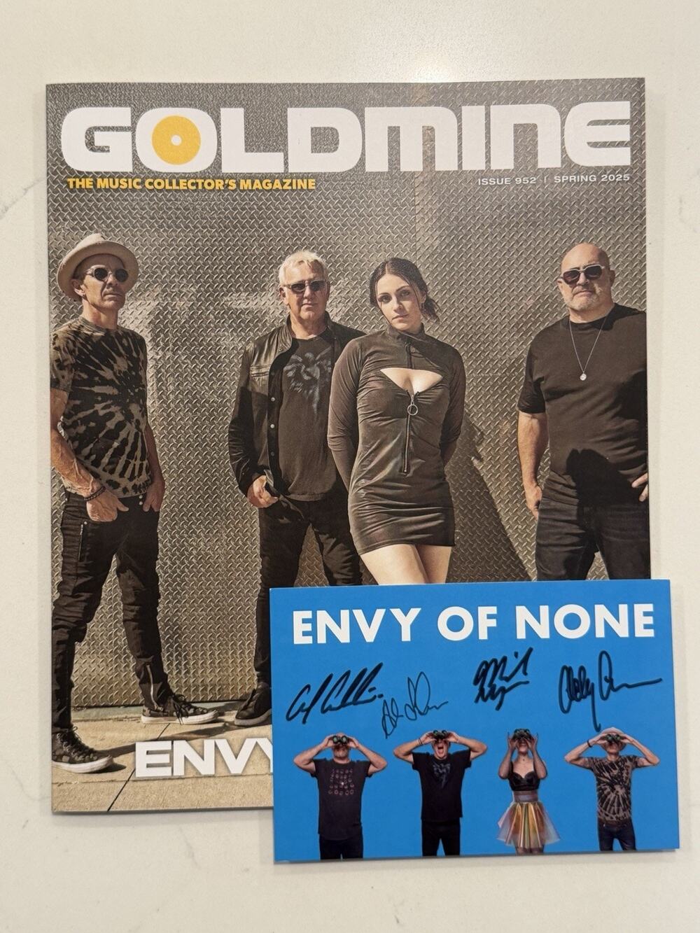 Envy of None Band Signed AUTOGRAPHED Postcard With Goldmine Magazine 1